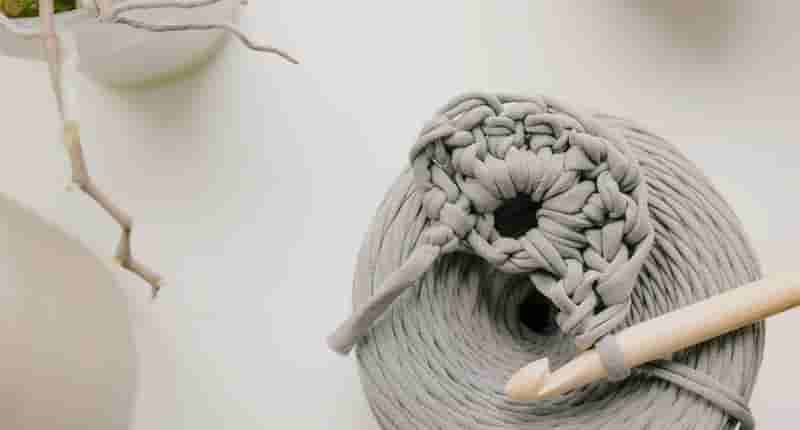 Gray Yarn and Crotchet Hook