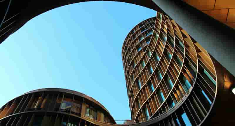 Worm's Eye View of City Buildings