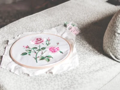 floral design on white textile