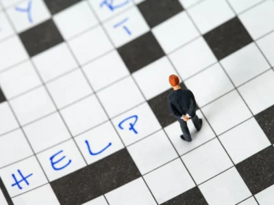 close up shot of a crossword puzzle