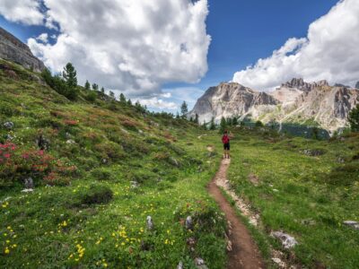 person waking on hill
