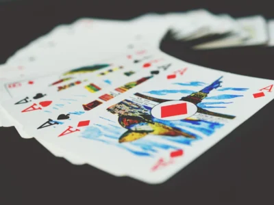 playing cards on black surface