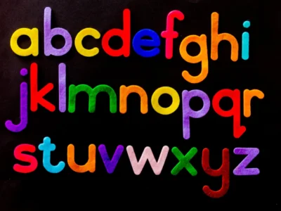 alphabet letter text on black background