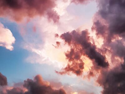 Down Angle Photography of Red Clouds and Blue Sky